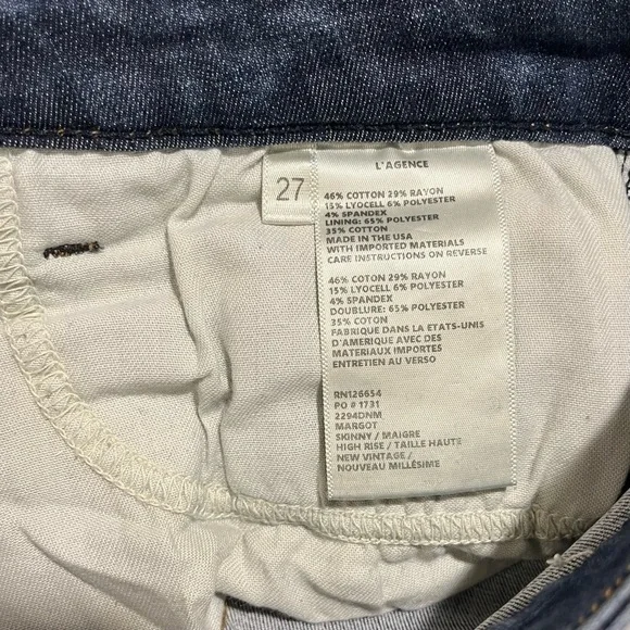 L’AGENCE Margot High Rise Skinny Jeans New Vintage Size 27 Stretch Denim Ankle - Picture 7 of 8